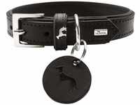 HUNTER LARVIK Hundehalsband, Leder, schlicht, elegant, komfortabel, 45 (S), schwarz