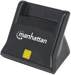 Manhattan 102025 USB-Smartcard-/Sim-Kartenleseger&auml;t mit Standfu&szlig; USB 2.0 Typ