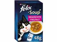 FELIX Soup, Suppe für Katzen mit zarten Stückchen, Sorten-Mix, 8er Pack (8 x 6