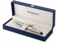 Waterman Expert Kugelschreiber | Edelstahl mit Zierteile aus 23 K Gold | Mittlere