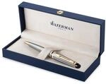 Waterman Expert Kugelschreiber | Edelstahl mit Zierteile aus 23 K Gold | Mittlere