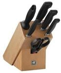 ZWILLING Vier Sterne Messerblock, 7-teilig, Holzblock Buche, Messer, Wetzstab und