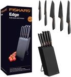 Fiskars Design-Messerblock mit 5 Messern, Breite: 15,5 cm, H&ouml;he: 37 cm, Birkenholz,