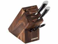 Continenta Messerblock aus Akazie Kernholz mit Schlitzen für 5x Messer, Wetzstahl