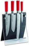 F. DICK Messerblock mit Messer, Red Spirit (Santoku, Kochmesser, Brotmesser,