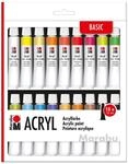 Marabu 1210000000202 - Acrylfarbenset mit 18 Farben &aacute; 12 ml, deckende, matt