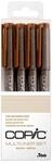 COPIC Multiliner Set, Sepia, 4 Fineliner in verschiedenen Strichst&auml;rken, Zeichen