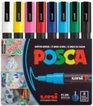 POSCA 186508 - POSCA Marker mit feiner Rundspitze, 8er Set, Grundfarben