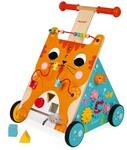 Janod Wooden Activity Baby Walker Cat - Push Along Toy with Brake and Height
