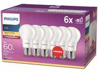 Philips LED Classic E27 Lampe, 60 W, matt, warmweiß, 6er Pack