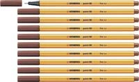 STABILO point 88, Fineliner 0,4 mm &ndash; Box von 10 Stifte - Sienna