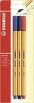 STABILO - Fineliner - point 88-3er Pack - rot, blau, schwarz