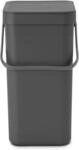 Brabantia Sort & Go Abfalleimer mit Deckel 12 L (grau), platzsparender Pfandsammler