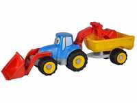Simba 107134505 - Traktor mit Anhänger, Länge 54cm, Sandkasten, Sandspielzeug,