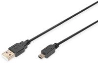 DIGITUS USB 2.0 Kabel &ndash; 3m &ndash; USB A zu Typ Mini B (5 Pin) &ndash; 480 Mbps &ndash;