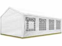 TOOLPORT Partyzelt Pavillon 4x8 m in weiß PE Plane 350 N Wasserdicht UV Schutz