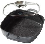 STONELINE Servierpfanne Eckig 24 cm, Eckige Pfanne Induktion mit Deckel, Aroma