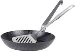 GR&Auml;WE F400 Schmiedeeiserne Bratpfanne hoch, &Oslash; 24 cm, Eisenpfanne mit Wender |...