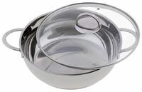 GR&Auml;WE Servierpfanne 28 cm, Edelstahl 18/10, mit Glasdeckel, induktionsgeeignet