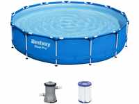 Bestway Steel Pro Frame Pool-Set mit Filterpumpe Ø 396 x 84 cm, blau, rund
