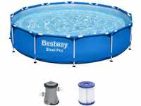 Bestway Steel Pro Frame Pool-Set mit Filterpumpe Ø 366 x 76 cm, blau, rund