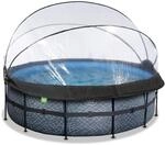 EXIT Toys Stone Pool mit Abdeckung - &oslash;427x122cm - Gro&szlig;er, Runder Rahmenpool...