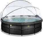 EXIT Toys Black Leather Pool mit Abdeckung - &oslash;488x122cm - Gro&szlig;er, Runder...