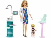 Barbie FXP16 - Zahnärztin-Puppe, Blonde, Spielset, kleine Patientenpuppe,