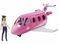 Barbie Flugzeug mit Pilotin Barbie Puppe, mit beweglichen Räder und 15x Barbie