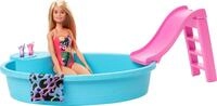 Barbie-Pool, 1x Puppe mit blonden Haaren, Pool und Rutsche, Accessoires, Geschenk