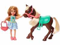 Barbie GHV78 - Club Chelsea Spielset mit Puppe und Pferd, ca. 15 cm, blond, mit Mode