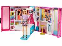 Barbie GBK10 - Traum Kleiderschrank mit Blonder Puppe, 25 Zubehörteilen, 60...