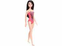 Barbie GHW38 - Beach Puppe mit Badeanzug im Aztekenmuster, Spielzeug ab 3 Jahren