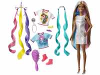 Barbie GHN05 - Fantasie Haar Puppe (brünett) mit Zwei verzierten Haarreifen,...