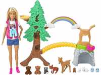 Barbie GTN60 - Waldtier-Forscherin Spielset mit Blonder Puppe und 10...