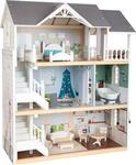 Small Foot Puppenhaus Stadtvilla aus Holz, mit 3 Etagen, offener Front und 12 Small Foot Puppenhaus Stadtvilla aus Holz, mit 3 Etagen, offener Front und 12