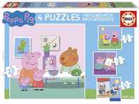 Educa - Peppa Pig, 4in1 Puzzleset mit 12/16/20/25 Teilen, Puzzle für Kinder ab 3