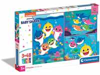 Clementoni 25261 Supercolor Baby Shark – Puzzle 3 x 48 Teile ab 4 Jahren, buntes