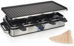 Princess Raclette Grill Deluxe - Wendbare Grillplatte, Edelstahlgeh&auml;use, 8 Personen,