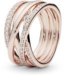 PANDORA Sparkling & Polished Lines Ring in Ros&eacute;gold mit 14 Karat ros&eacute;vergoldete