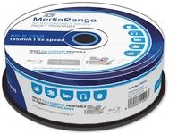 MediaRange BD-R 25GB 6-Fache Schreibgeschwindigkeit, Vollfl&auml;chig bedruckbar, wei&szlig;,