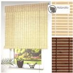 Liedeco Rollo Holz mit Seitenzug, Holzrollo f&uuml;r Fenster und T&uuml;r Natur B 140 cm x L
