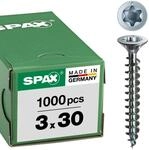 SPAX Universalschraube, 3,0 x 30 mm, 1000 St&uuml;ck, T-STAR plus, Senkkopf, Vollgewinde,
