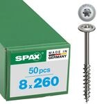 HI.FORCE, 8 x 260 mm, 50 St&uuml;ck, Teilgewinde, Tellerkopf, T-STAR plus T40, 4CUT,