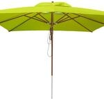 anndora&reg; Sonnenschirm 4 x 4 m quadratisch Holz Gest&auml;nge - Apfelgr&uuml;n