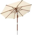 anndora Sonnenschirm Knicker 3 m rund + Dreh-Kipp-Mechanismus + Winddach Natural