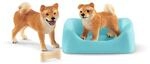 SCHLEICH 42479 Shiba Inu Mutter und Welpe, ab 3 Jahren, Farm World - Spielset, 4