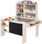 roba Kaufladen, inkl. Zubeh&ouml;r, natur, wei&szlig;/grau, 4 Schubladen, Uhr, Tafel, Theke &