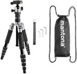 Mantona Light Traveller Reisestativ 131,5 cm schwarz/grau, Kamerastativ aus Aluminium