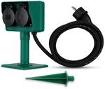 REV Gartensteckdose - 2-Fach Outdoor Steckdose, IP44 Spritzwasserschutz, 1,4m
